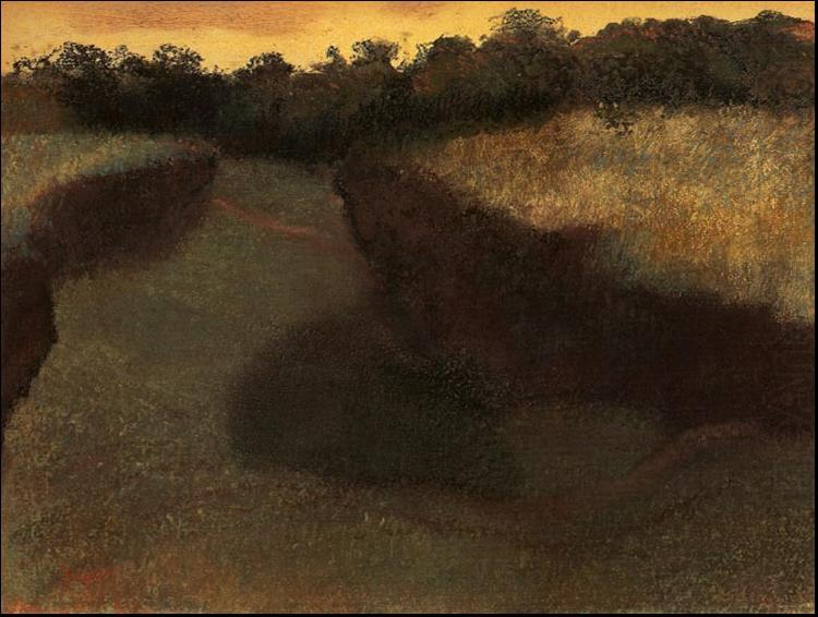 Wheatfield and Row of Trees, Edgar Degas